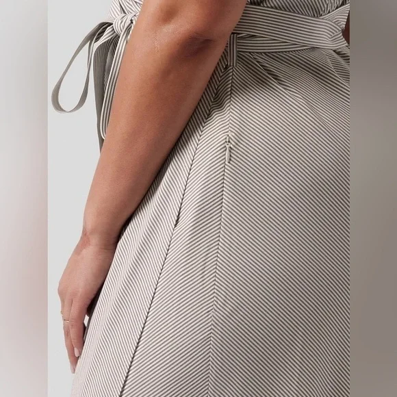 Athleta Newport Wrap Dress City Stripe Black/Sea Salt Medium - Picture 4 of 13